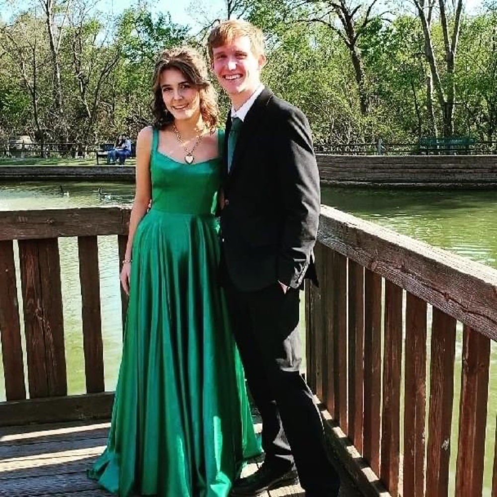 Green Satin Prom Dress